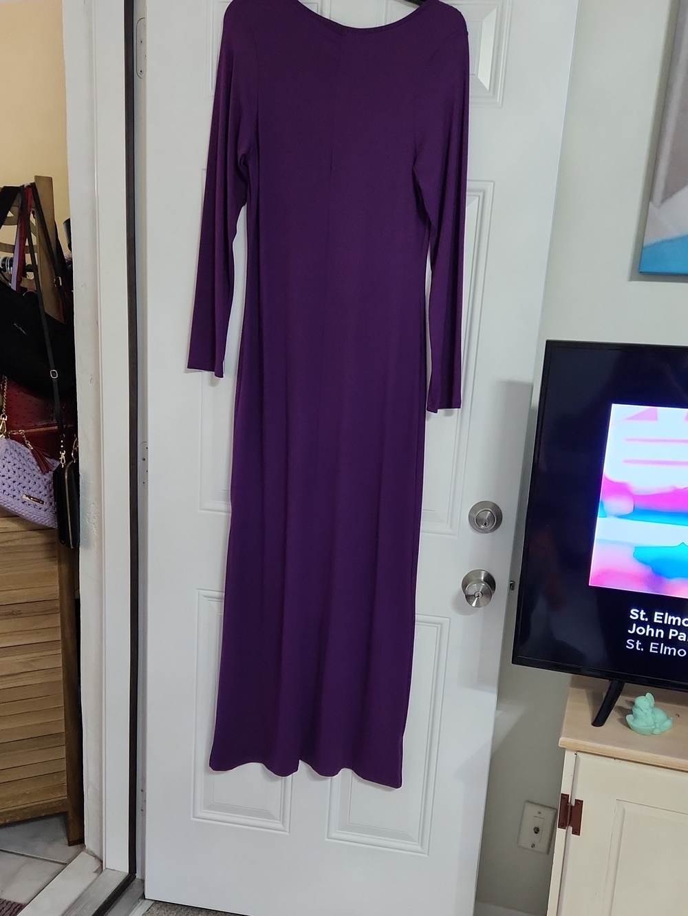 24seven Comfort Apparel Long Sleeve Maxi Dress Purple Large NWT